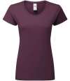 SS720 614240 Fruit of the Loom Ladies Iconic 195 T-Shirt Dark Plum colour image